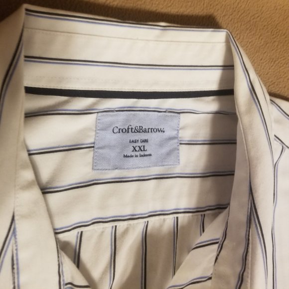 White with blue stripes Croft & Barrow men's XXL shirt - Picture 4 of 5